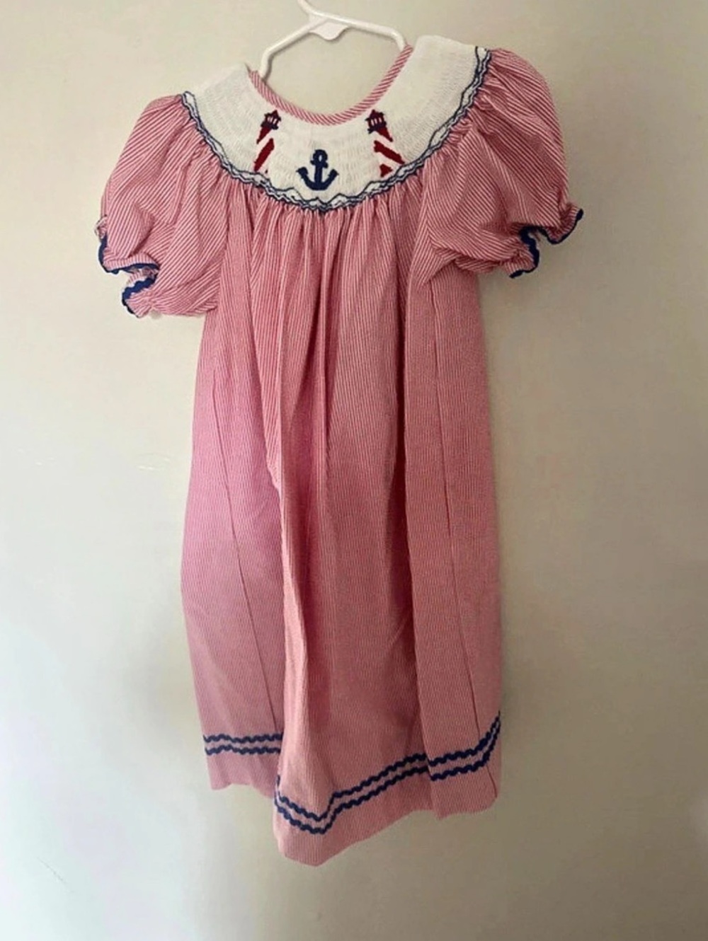 Crescent Moon Girls Nautical Striped Dress Size Large Like New